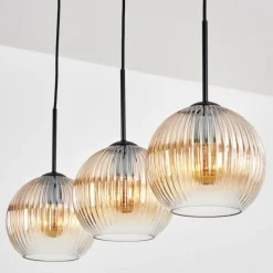 hofstein Koyoto Suspension, Boule lumineuse, Suspension Ambre, Clair, 3 lumières