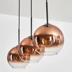 hofstein Koyoto Suspension, Boule lumineuse, Suspension Clair, Cuivré, 3 lumières