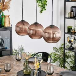 hofstein Koyoto Suspension, Boule lumineuse, Suspension Cuivré, 3 lumières