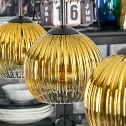 Lampes Dorées-hofstein Koyoto Suspension, Boule lumineuse, Suspension Or, Clair, 3 lumières