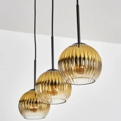 Lampes Dorées-hofstein Koyoto Suspension, Boule lumineuse, Suspension Or, Clair, 3 lumières
