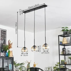 hofstein Koyoto Suspension, Boule lumineuse, Suspension Ambre, Clair, 3 lumières