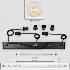hofstein Koyoto Suspension, Boule lumineuse, Suspension Ambre, Clair, 3 lumières