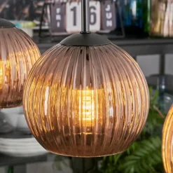 hofstein Koyoto Suspension, Boule lumineuse, Suspension Cuivré, 3 lumières