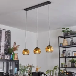 Lampes Dorées-hofstein Koyoto Suspension, Boule lumineuse, Suspension Or, Clair, 3 lumières