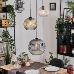 hofstein Koyoto Suspension, Boule lumineuse, Suspension, Suspension grappe 30 cm Ambre, Clair, Fumé, 3 lumières