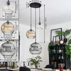 hofstein Koyoto Suspension, Boule lumineuse, Suspension, Suspension grappe 30 cm Ambre, Clair, Fumé, 3 lumières