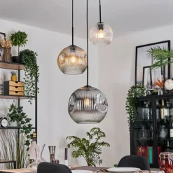 hofstein Koyoto Suspension, Boule lumineuse, Suspension, Suspension grappe 30 cm Ambre, Clair, Fumé, 3 lumières