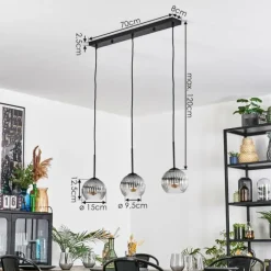 Suspension Verre Fumé-hofstein Koyoto Suspension, Boule lumineuse, Suspension Clair, Fumé, 3 lumières