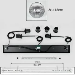 Suspension Verre Fumé-hofstein Koyoto Suspension, Boule lumineuse, Suspension Clair, Fumé, 3 lumières
