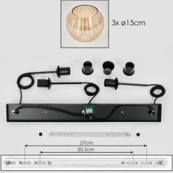 hofstein Koyoto Suspension, Boule lumineuse, Suspension Ambre, 3 lumières