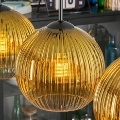 Lampes Dorées-hofstein Koyoto Suspension, Boule lumineuse, Suspension Or, Clair, 3 lumières