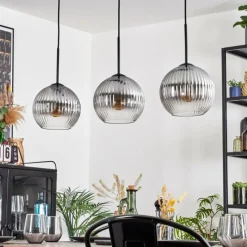 hofstein Koyoto Suspension, Boule lumineuse, Suspension Clair, Fumé, 3 lumières