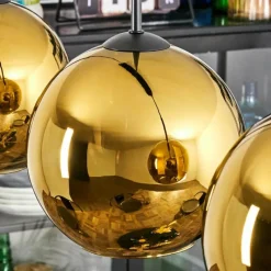 hofstein Koyoto Suspension, Boule lumineuse, Suspension Or, 3 lumières