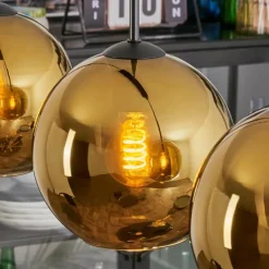 hofstein Koyoto Suspension, Boule lumineuse, Suspension Or, 3 lumières