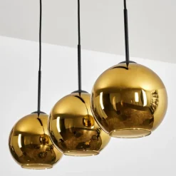 hofstein Koyoto Suspension, Boule lumineuse, Suspension Or, 3 lumières