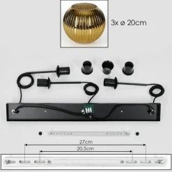 Lampes Dorées-hofstein Koyoto Suspension, Boule lumineuse, Suspension Or, 3 lumières