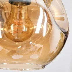 hofstein Koyoto Suspension, Boule lumineuse, Suspension, Suspension grappe Ambre, Clair, Fumé, 3 lumières