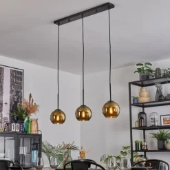 hofstein Koyoto Suspension, Boule lumineuse, Suspension Or, 3 lumières