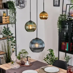 Lampes Dorées-hofstein Koyoto Suspension, Boule lumineuse, Suspension, Suspension grappe 30 cm Bleu, Or, Vert, 3 lumières