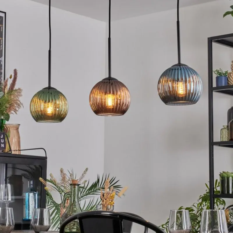 hofstein Koyoto Suspension, Boule lumineuse, Suspension Bleu, Vert, Cuivré, 3 lumières