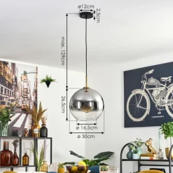 Lampes Dorées-hofstein Koyoto Suspension, Boule lumineuse, Suspension Or, Noir, 1 lumière