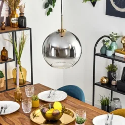 Lampes Dorées-hofstein Koyoto Suspension, Boule lumineuse, Suspension Or, Noir, 1 lumière