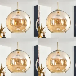 hofstein Koyoto Suspension, Boule lumineuse, Suspension Or, Noir, 1 lumière