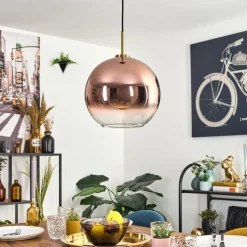 hofstein Koyoto Suspension, Boule lumineuse, Suspension Or, Noir, 1 lumière