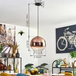 hofstein Koyoto Suspension, Boule lumineuse, Suspension Or, Noir, 1 lumière