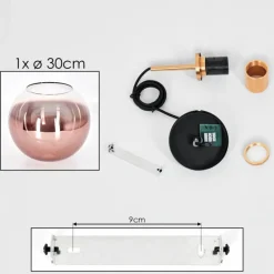 hofstein Koyoto Suspension, Boule lumineuse, Suspension Or, Noir, 1 lumière