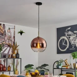 hofstein Koyoto Suspension, Boule lumineuse, Suspension Or, Noir, 1 lumière