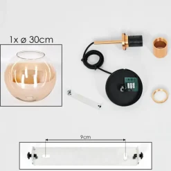 hofstein Koyoto Suspension, Boule lumineuse, Suspension Or, Noir, 1 lumière