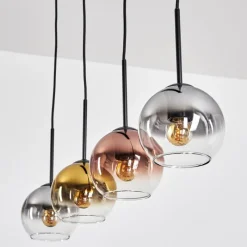 Lampes Dorées-hofstein Koyoto Suspension, Boule lumineuse, Suspension Or, Clair, Cuivré, Fumé, 4 lumières