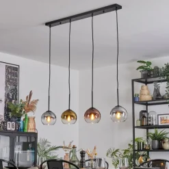 Lampes Dorées-hofstein Koyoto Suspension, Boule lumineuse, Suspension Or, Clair, Cuivré, Fumé, 4 lumières