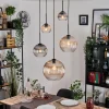 hofstein Koyoto Suspension, Boule lumineuse, Suspension grappe Ambre, Clair, Fumé, 5 lumières