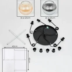 hofstein Koyoto Suspension, Boule lumineuse, Suspension grappe Ambre, Clair, Fumé, 5 lumières
