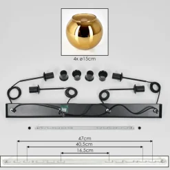 hofstein Koyoto Suspension, Boule lumineuse, Suspension Or, 4 lumières