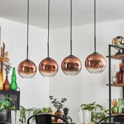 hofstein Koyoto Suspension Clair, Cuivré, 4 lumières