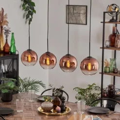 hofstein Koyoto Suspension Clair, Cuivré, 4 lumières