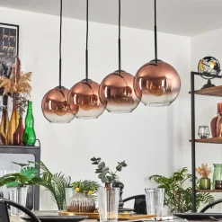 hofstein Koyoto Suspension Clair, Cuivré, 4 lumières