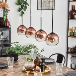 hofstein Koyoto Suspension Clair, Cuivré, 4 lumières