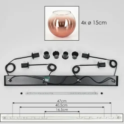 hofstein Koyoto Suspension Clair, Cuivré, 4 lumières