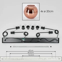 hofstein Koyoto Suspension Cuivré, 4 lumières