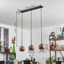 hofstein Koyoto Suspension Cuivré, 3 lumières