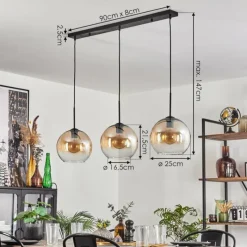 hofstein Koyoto Suspension Noir, 3 lumières