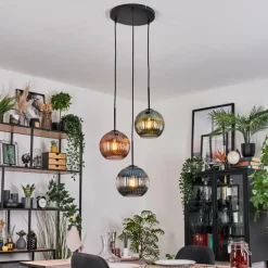 hofstein Koyoto Suspension Noir, 3 lumières