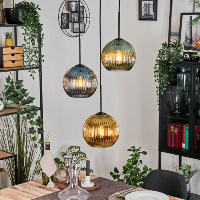 hofstein Koyoto Suspension Noir, 3 lumières