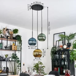 hofstein Koyoto Suspension Noir, 3 lumières