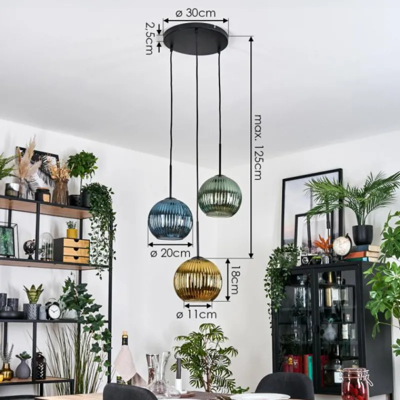 hofstein Koyoto Suspension Noir, 3 lumières